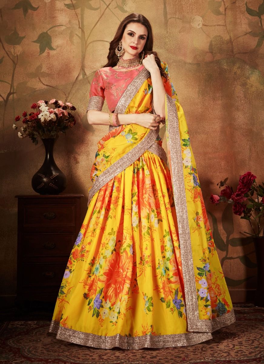 FLORAL 1 - CATALOG # 51486 (SET OF 10 LEHENGAS (SEMI-STITCHED)) FLORAL 1 - CATALOG # 51486 (SET OF 10 LEHENGAS (SEMI-STITCHED))