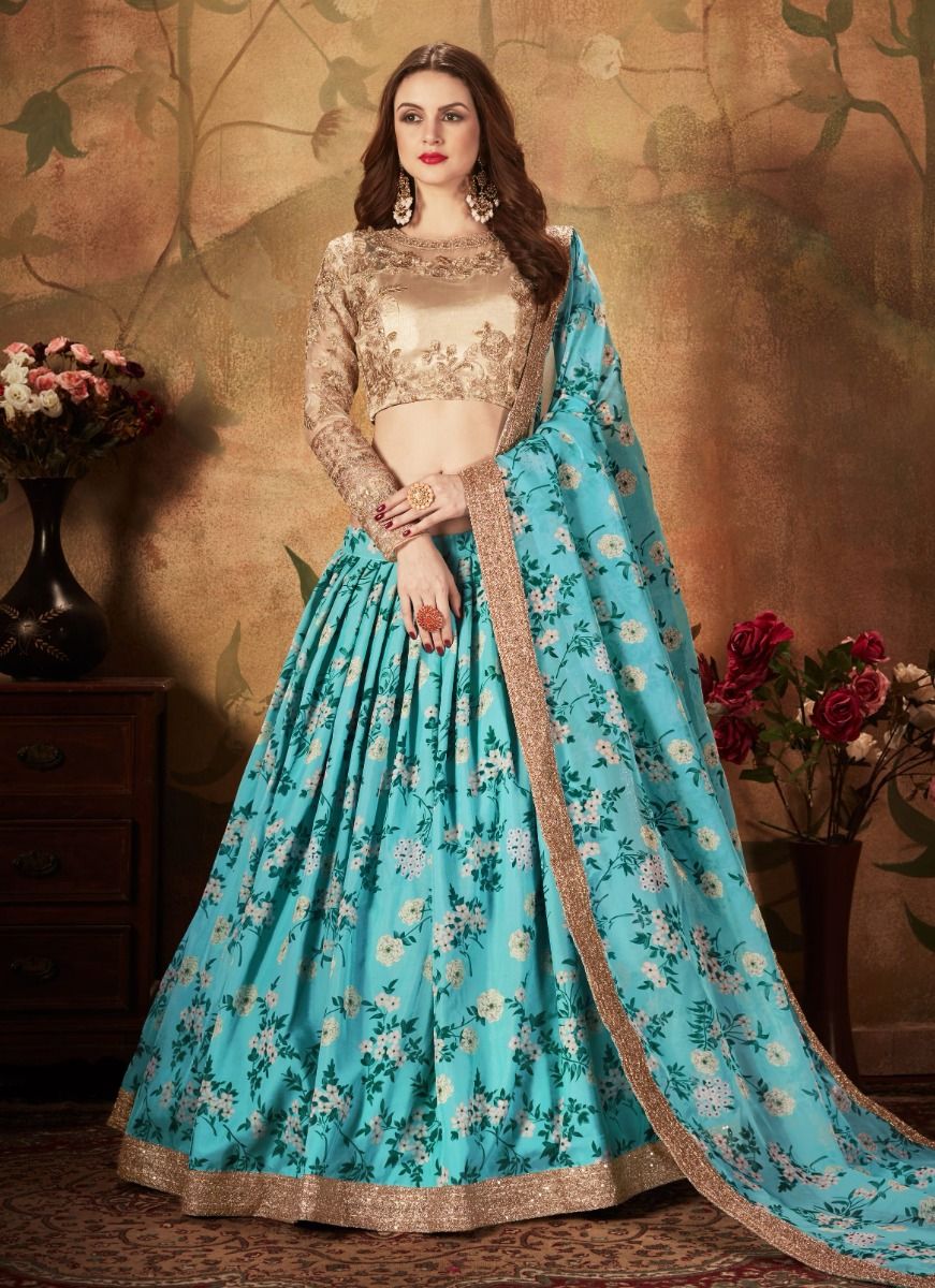 FLORAL 1 - CATALOG # 51486 (SET OF 10 LEHENGAS (SEMI-STITCHED)) FLORAL 1 - CATALOG # 51486 (SET OF 10 LEHENGAS (SEMI-STITCHED))