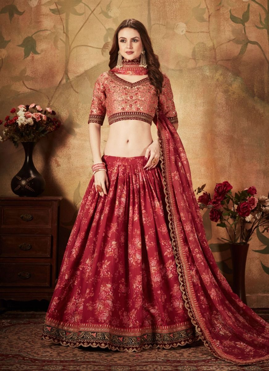 FLORAL 1 - CATALOG # 51486 (SET OF 10 LEHENGAS (SEMI-STITCHED)) FLORAL 1 - CATALOG # 51486 (SET OF 10 LEHENGAS (SEMI-STITCHED))
