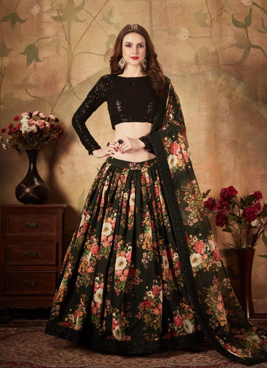 FLORAL 1 - CATALOG # 51486 (SET OF 10 LEHENGAS (SEMI-STITCHED)) FLORAL 1 - CATALOG # 51486 (SET OF 10 LEHENGAS (SEMI-STITCHED))