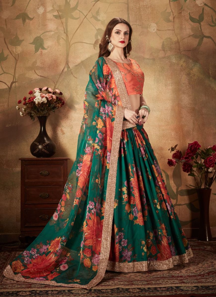 FLORAL 1 - CATALOG # 51486 (SET OF 10 LEHENGAS (SEMI-STITCHED)) FLORAL 1 - CATALOG # 51486 (SET OF 10 LEHENGAS (SEMI-STITCHED))