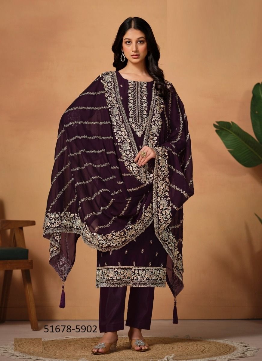 RAHILA - CATALOG # 51678 (SET OF 4 SEMI-STITCHED SUITS)