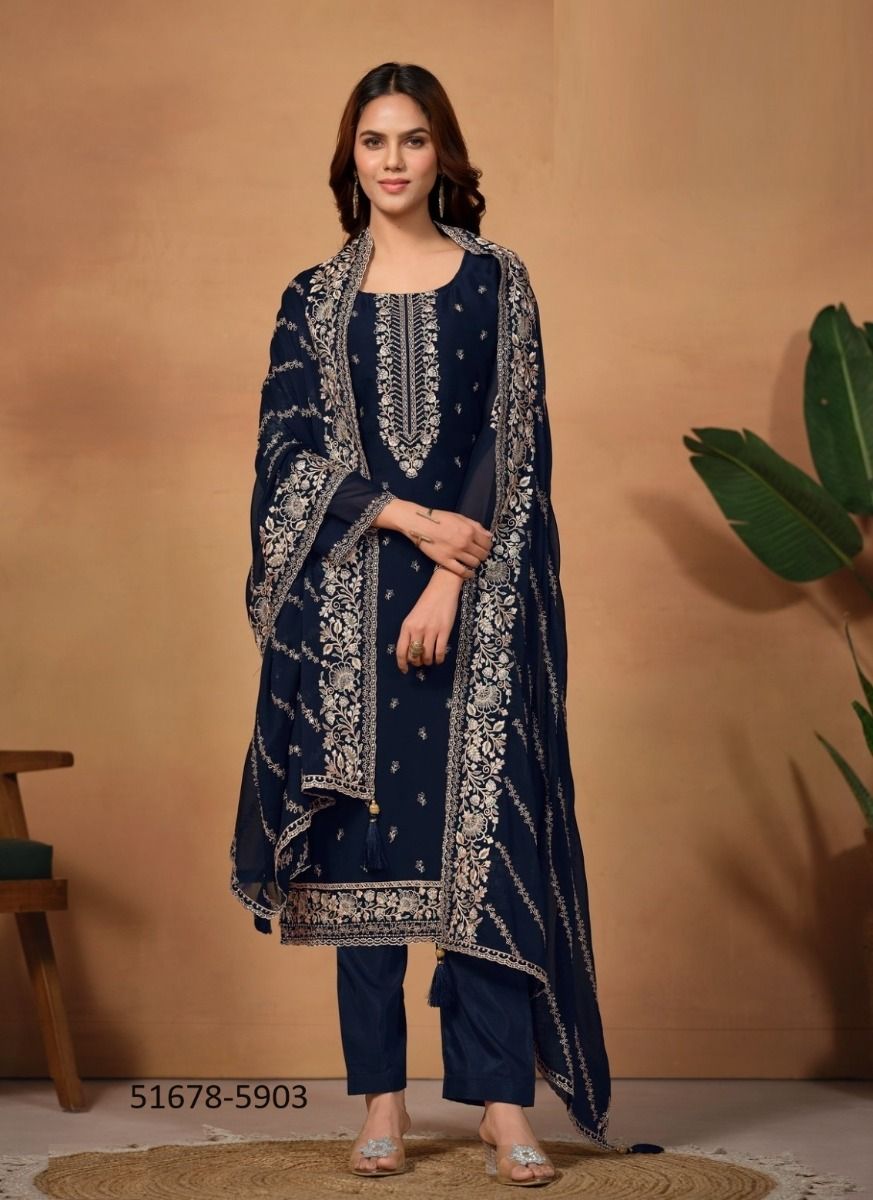 RAHILA - CATALOG # 51678 (SET OF 4 SEMI-STITCHED SUITS)