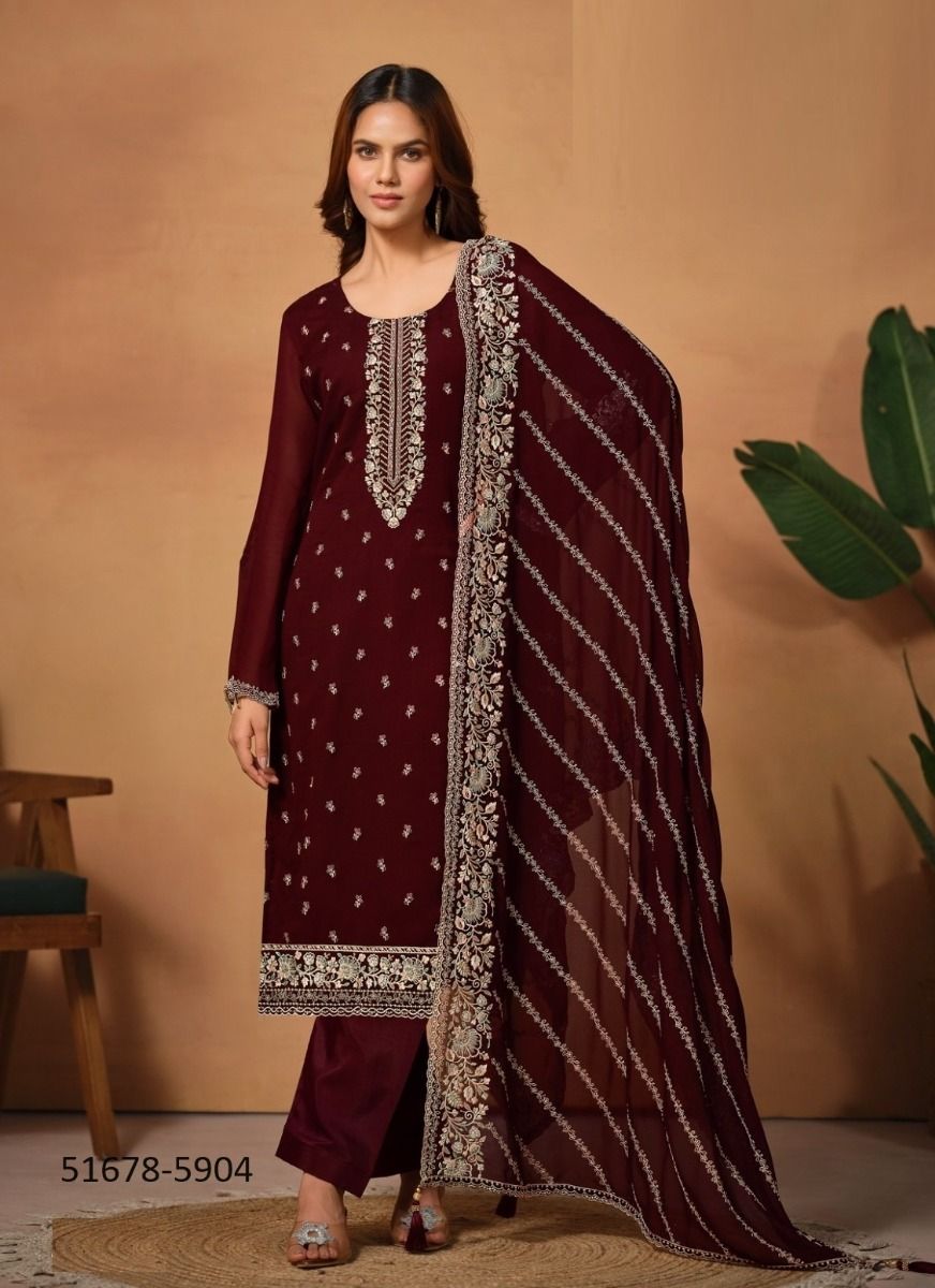 RAHILA - CATALOG # 51678 (SET OF 4 SEMI-STITCHED SUITS)