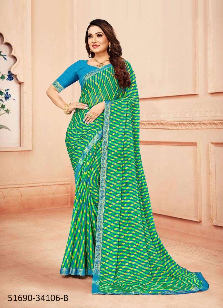STAR CHIFFON LEHERIYA 106 - CATALOG # 51690 (SET OF 6 SAREES) STAR CHIFFON LEHERIYA 106 - CATALOG # 51690 (SET OF 6 SAREES)
