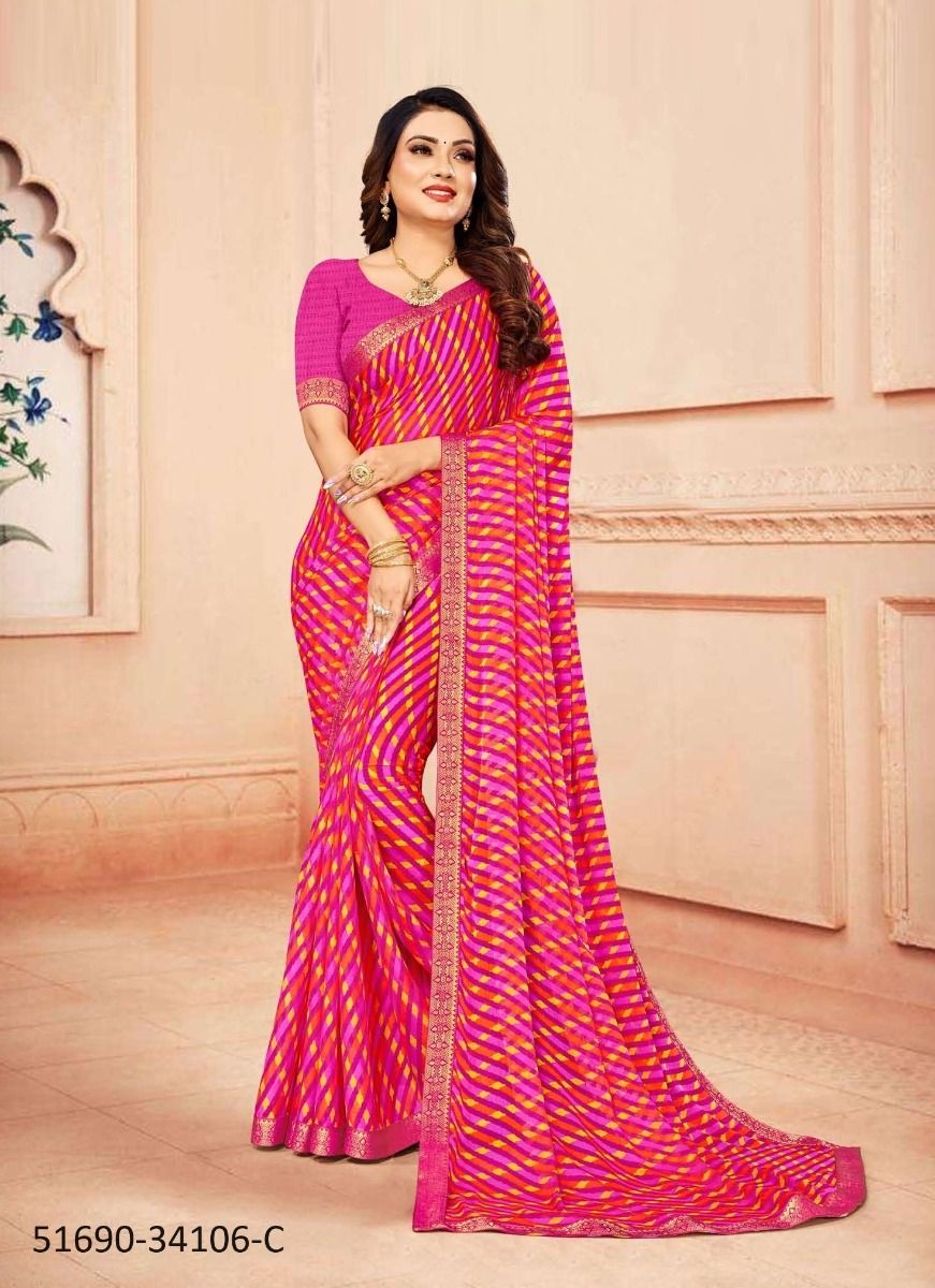 STAR CHIFFON LEHERIYA 106 - CATALOG # 51690 (SET OF 6 SAREES) STAR CHIFFON LEHERIYA 106 - CATALOG # 51690 (SET OF 6 SAREES)