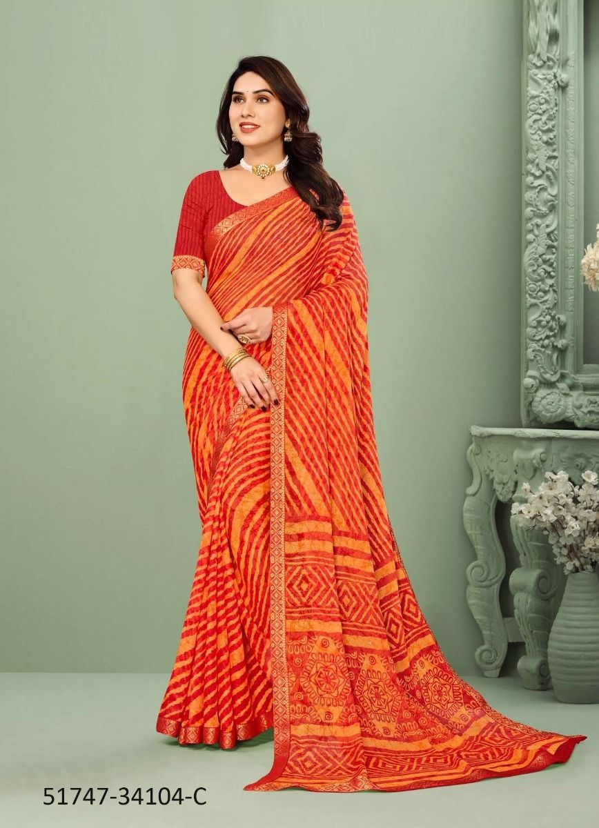 LEHERIYA CHIFFON 104 - CATALOG # 51747 (SET OF 6 SAREES) LEHERIYA CHIFFON 104 - CATALOG # 51747 (SET OF 6 SAREES)