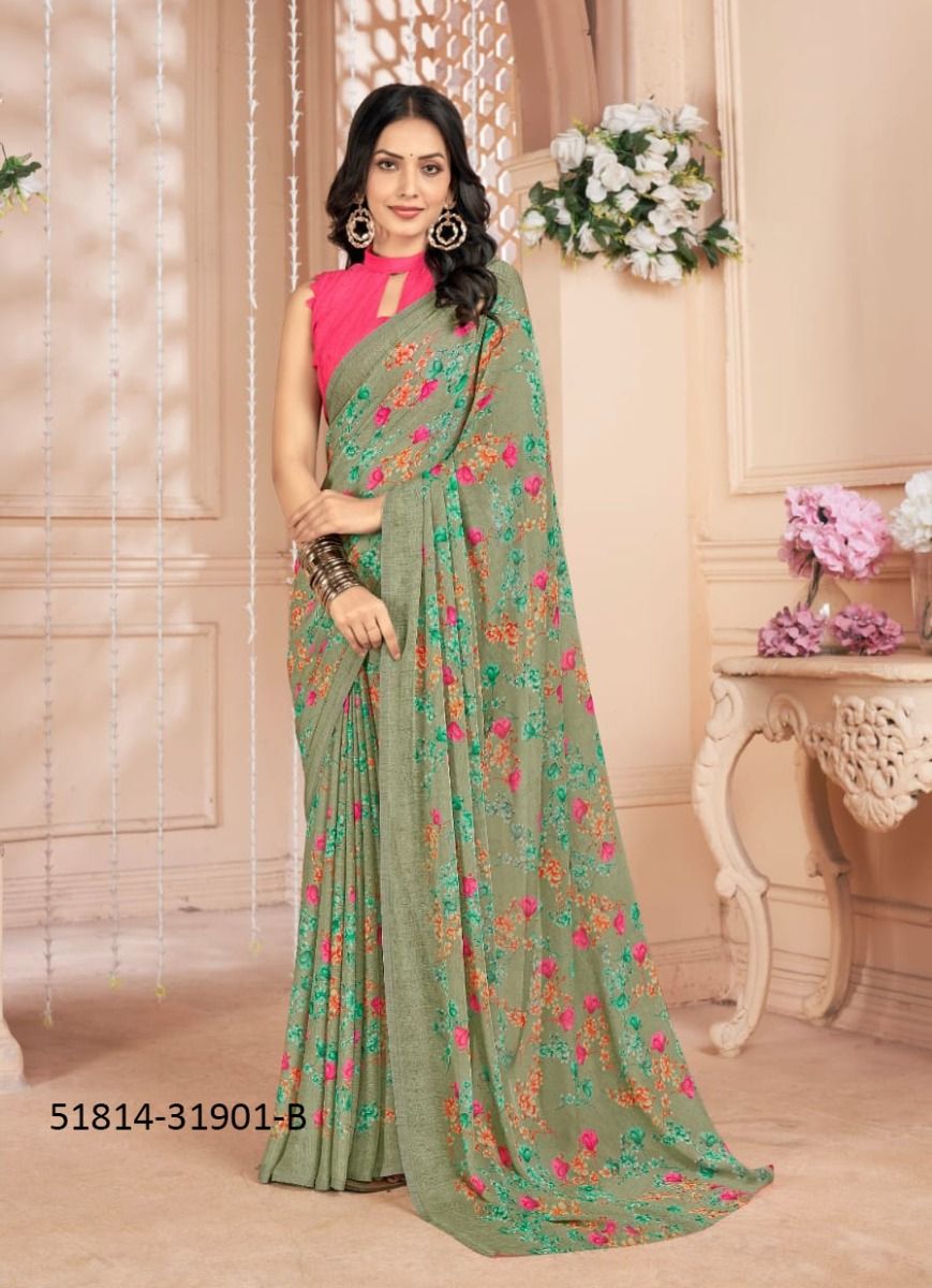 STAR CHIFFON 155 - CATALOG # 51814 (SET OF 12 SAREES)