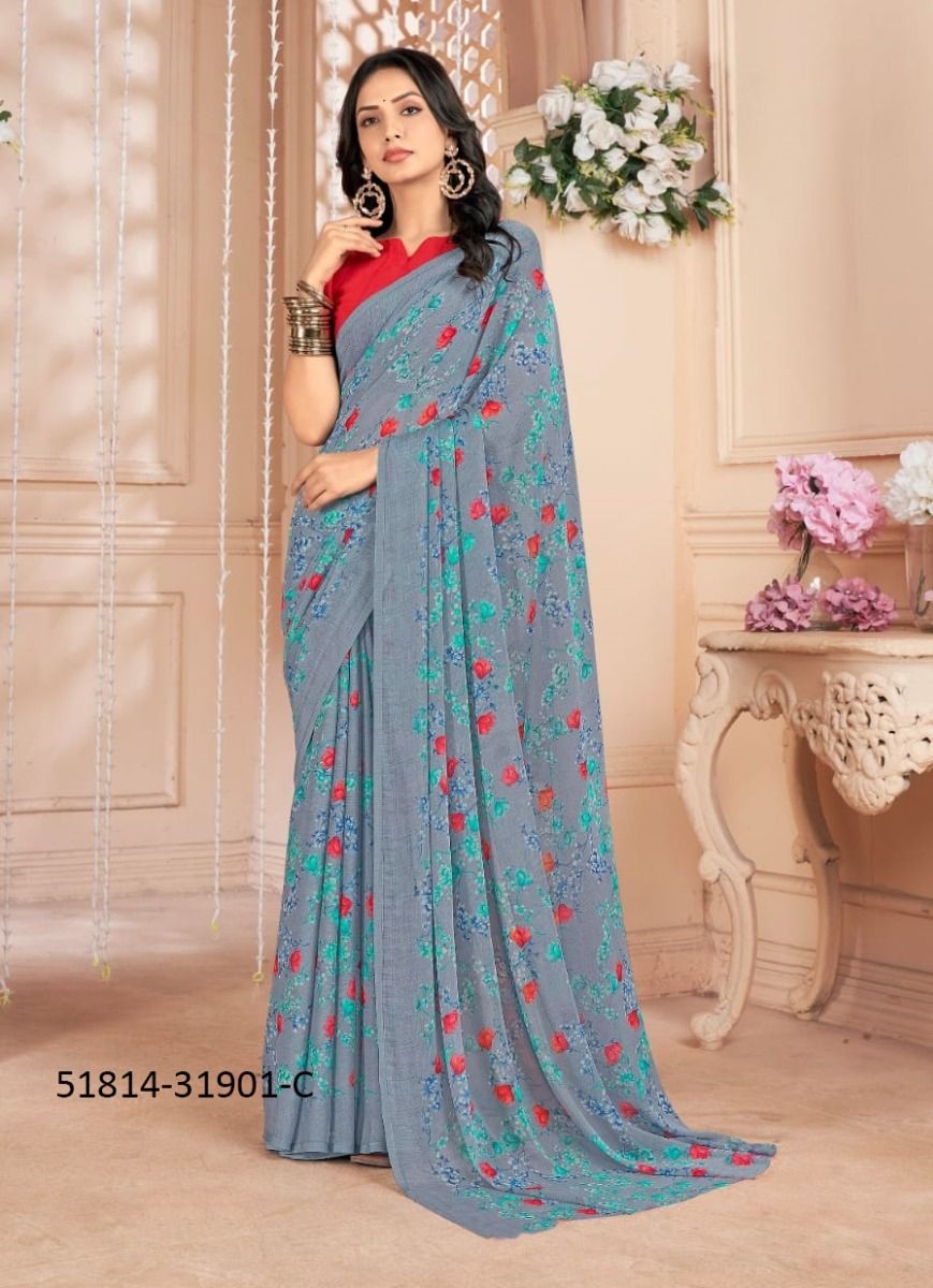 STAR CHIFFON 155 - CATALOG # 51814 (SET OF 12 SAREES)