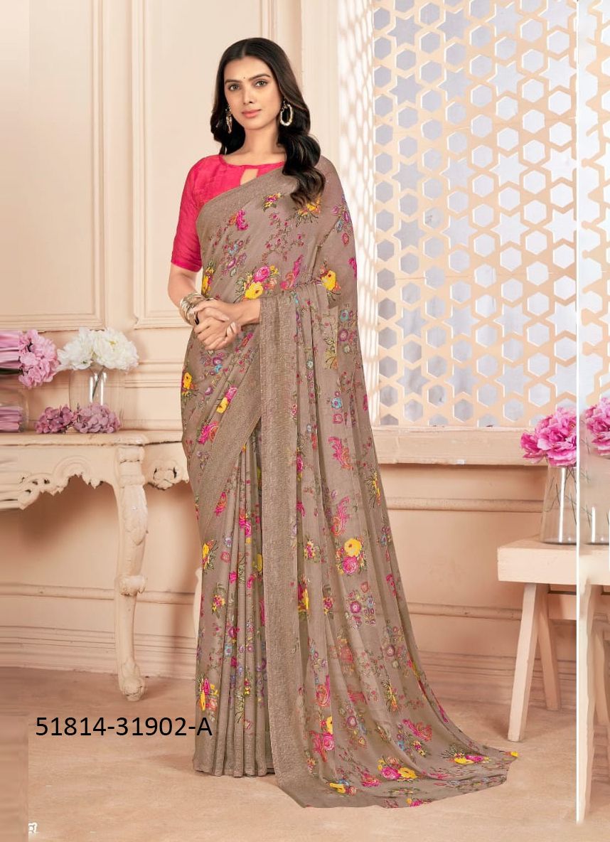 STAR CHIFFON 155 - CATALOG # 51814 (SET OF 12 SAREES)