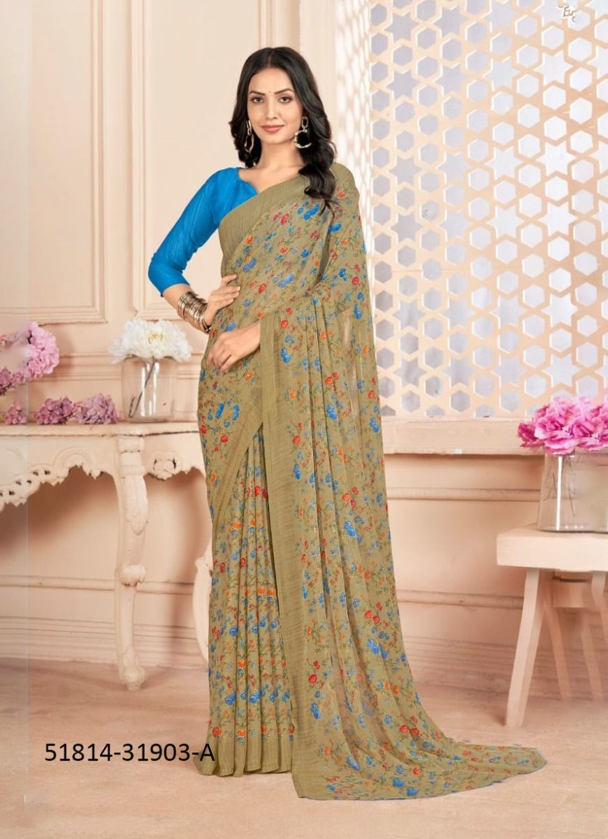 STAR CHIFFON 155 - CATALOG # 51814 (SET OF 12 SAREES)