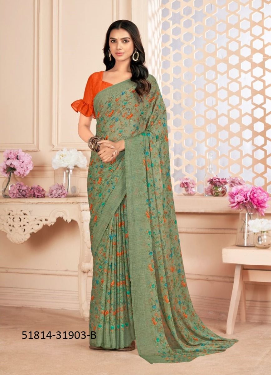 STAR CHIFFON 155 - CATALOG # 51814 (SET OF 12 SAREES)