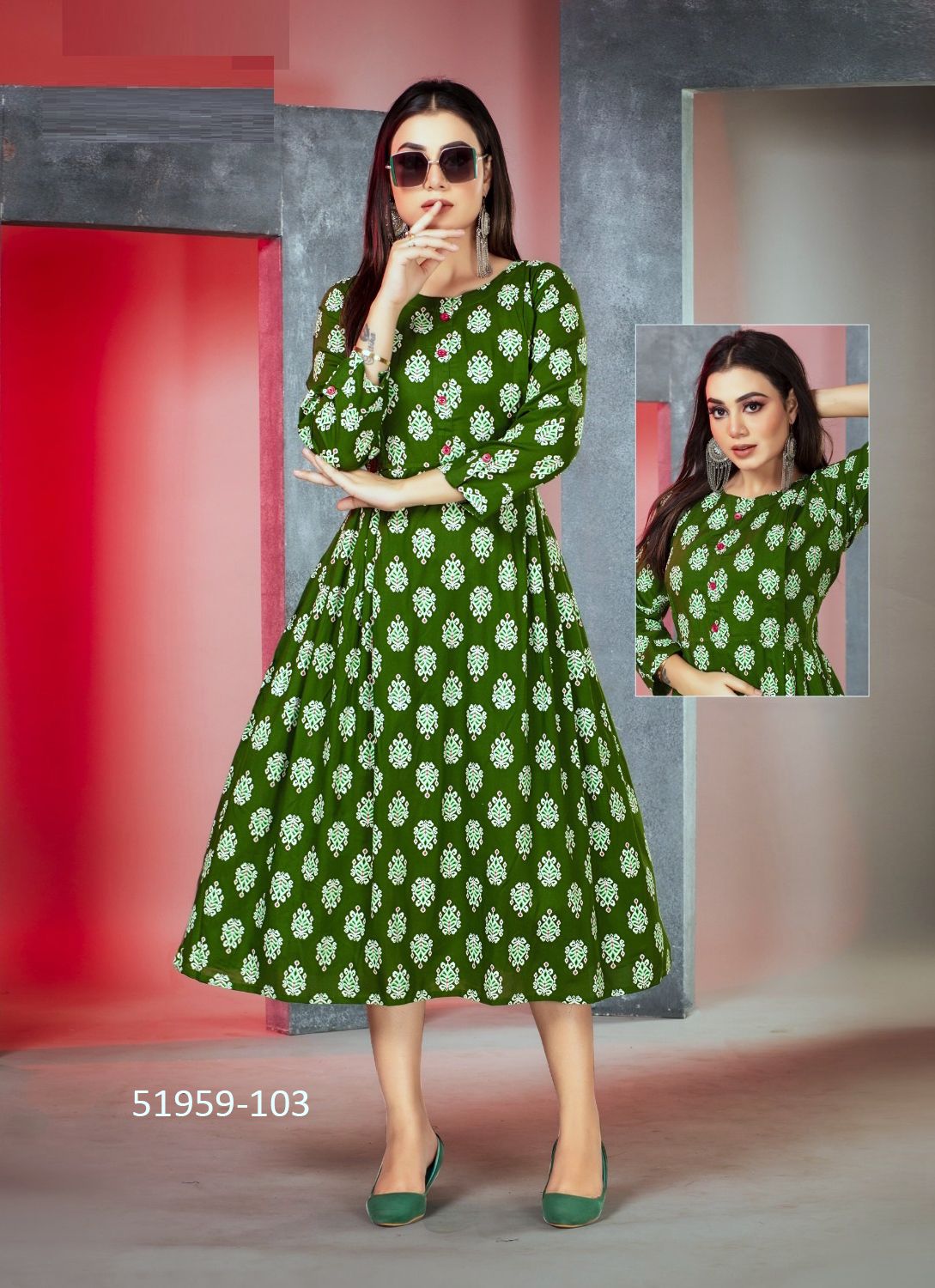 HRIDA - CATALOG # 51959 (SET OF 6 READYMADE KURTIS)