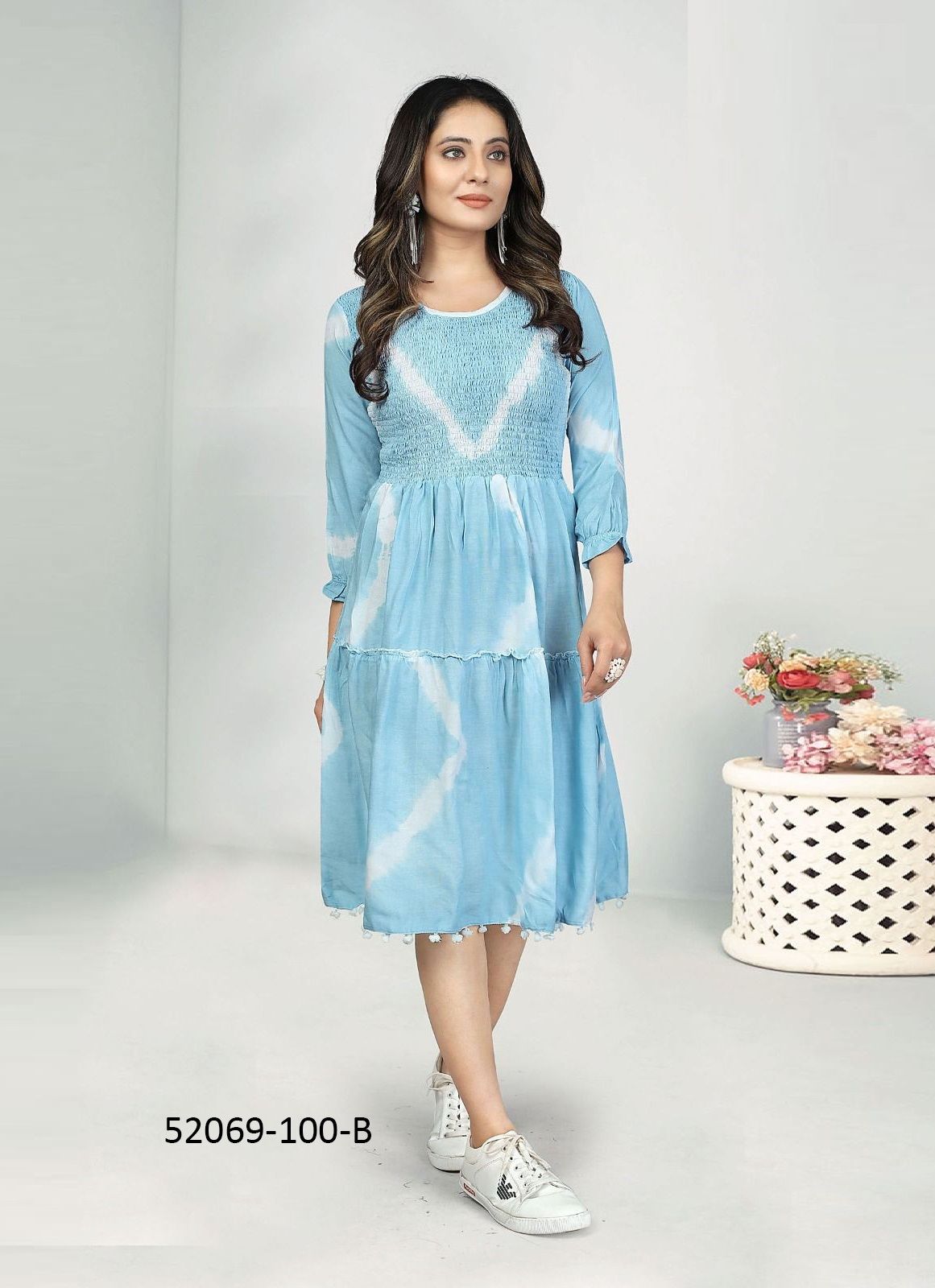 ICY BLUE - CATALOG # 52069 (SET OF 4 READYMADE KURTIS)