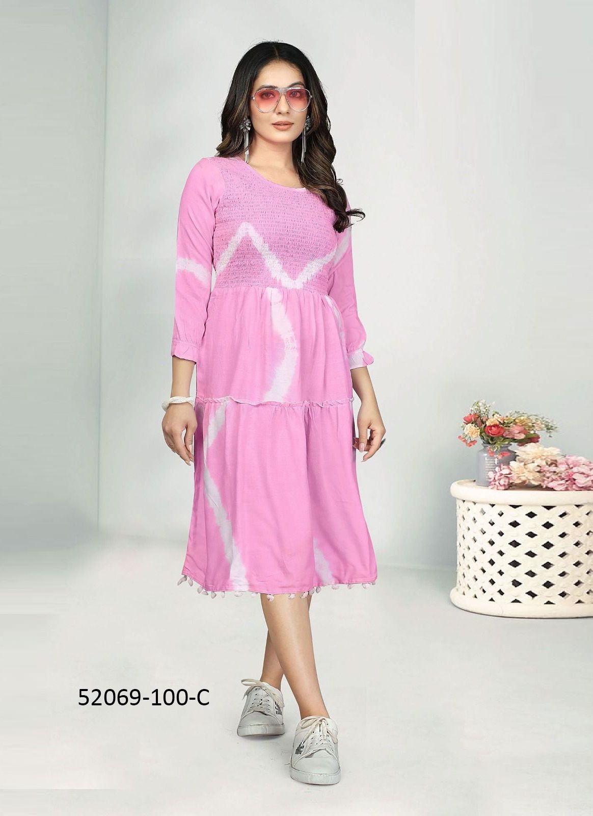 ICY BLUE - CATALOG # 52069 (SET OF 4 READYMADE KURTIS)