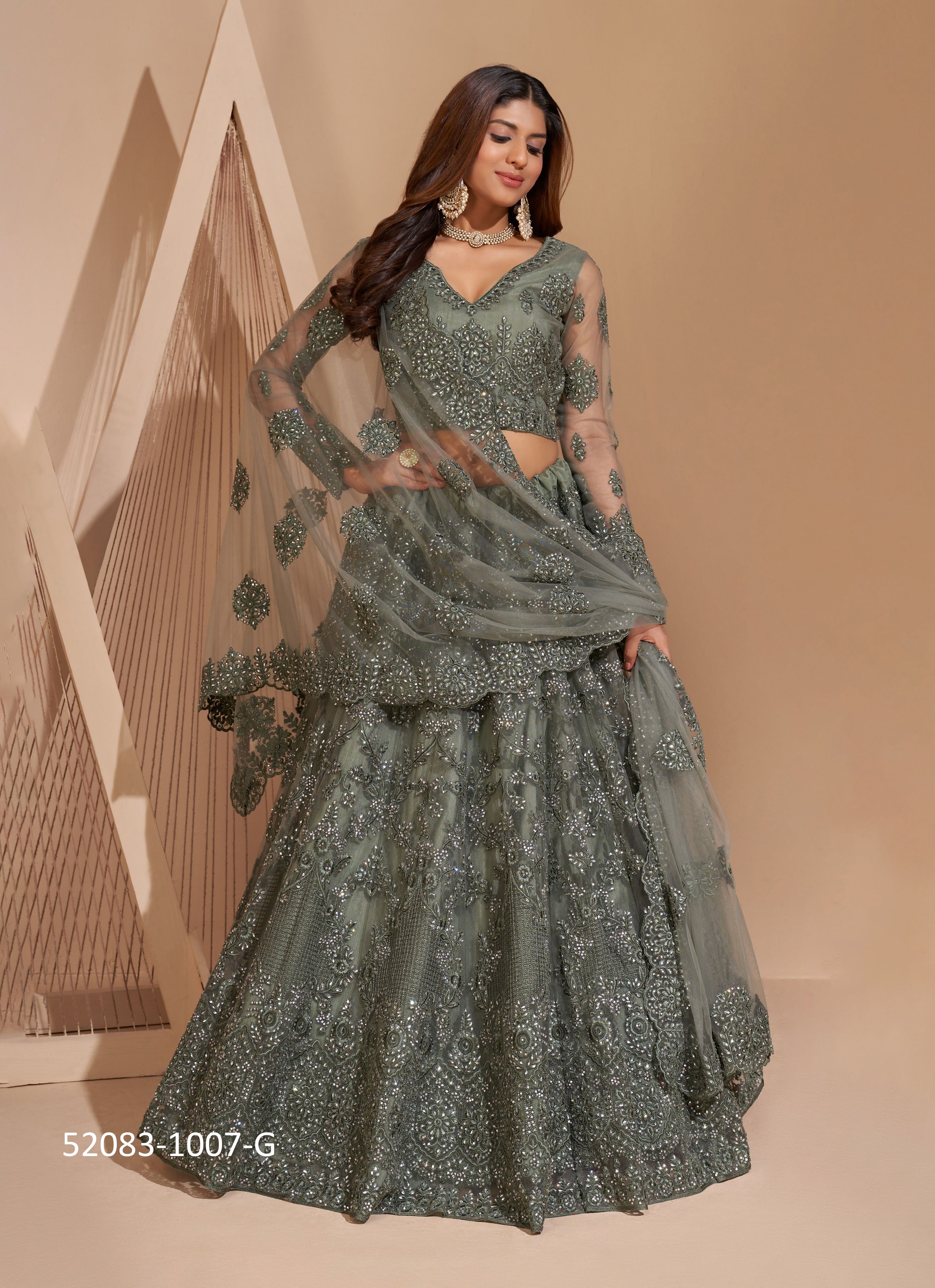 BRIDAL HERITAGE COLOUR SPLASH - CATALOG # 52083 (SET OF 14 LEHENGAS (SEMI-STITCHED)) BRIDAL HERITAGE COLOUR SPLASH - CATALOG # 52083 (SET OF 14 LEHENGAS (SEMI-STITCHED))
