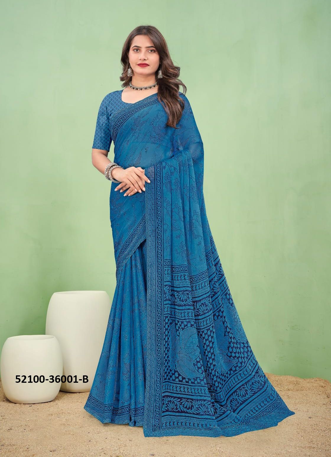 STAR CHIFFON 168 - CATALOG # 52100 (SET OF 12 SAREES)