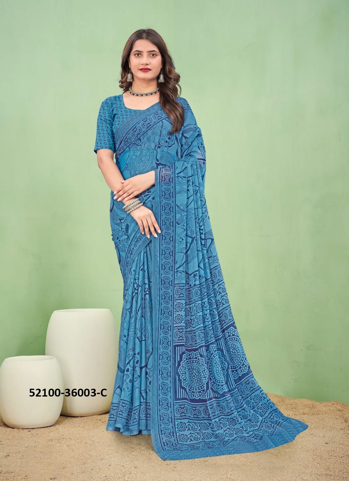 STAR CHIFFON 168 - CATALOG # 52100 (SET OF 12 SAREES)