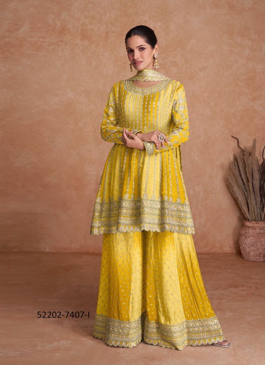 VAANI 2 COLORS - CATALOG # 52202 (SET OF 7 READYMADE SUITS)