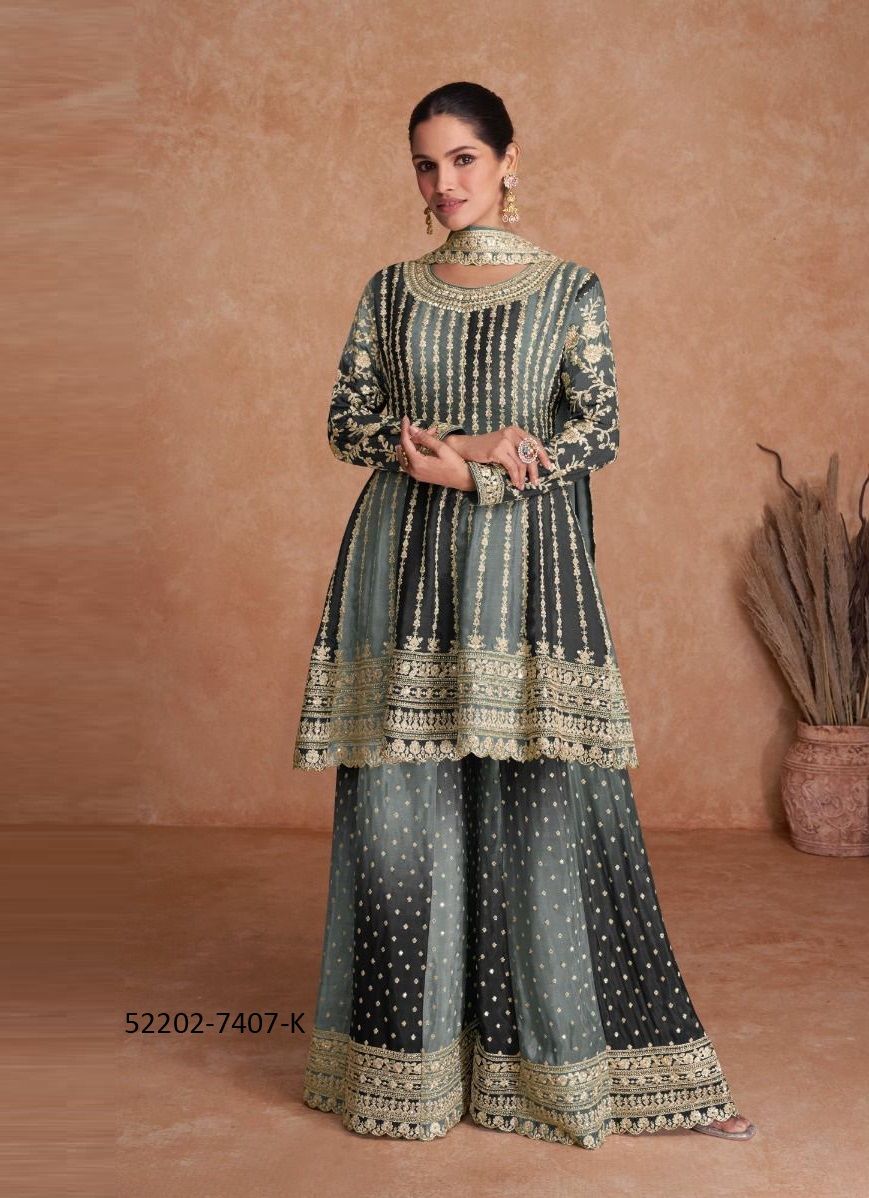 VAANI 2 COLORS - CATALOG # 52202 (SET OF 7 READYMADE SUITS)