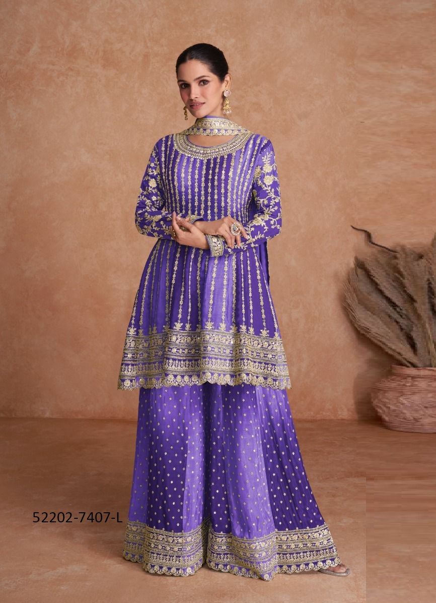 VAANI 2 COLORS - CATALOG # 52202 (SET OF 7 READYMADE SUITS)
