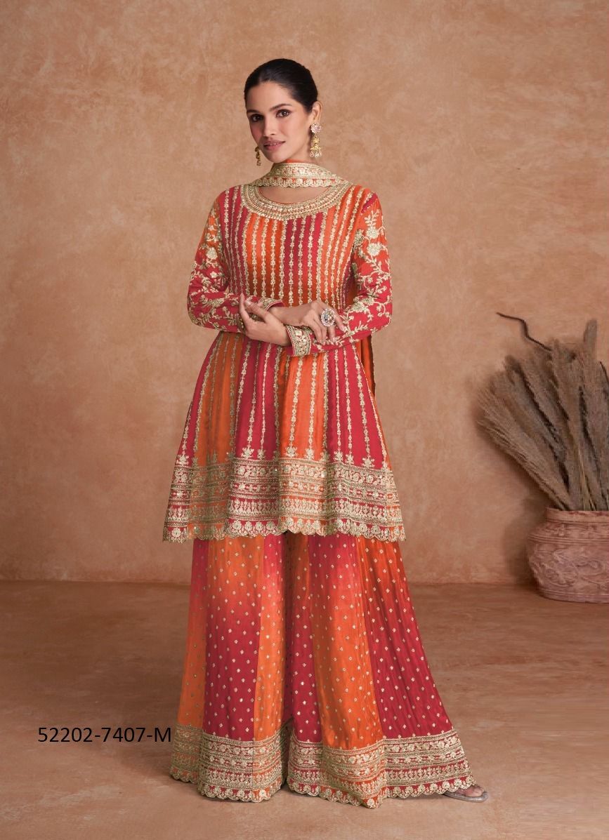 VAANI 2 COLORS - CATALOG # 52202 (SET OF 7 READYMADE SUITS)