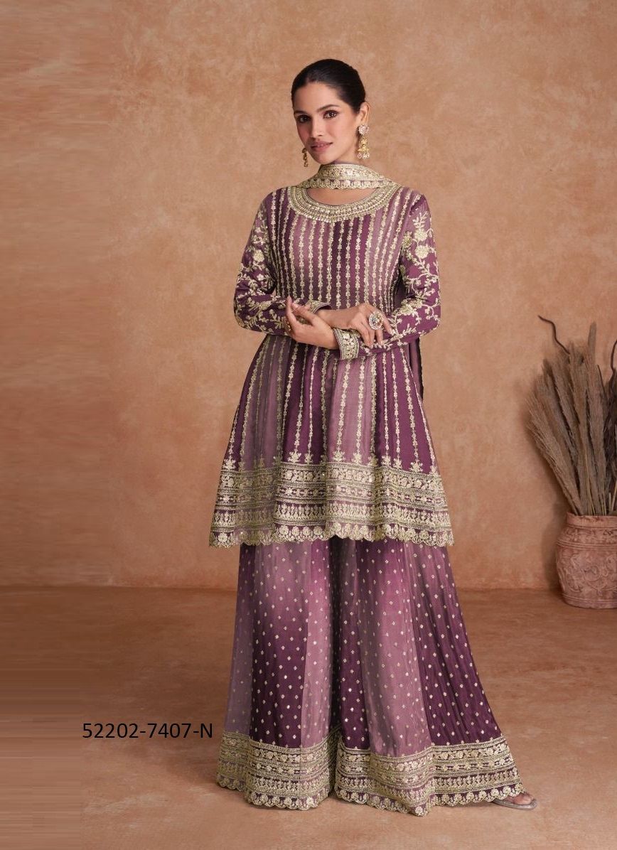 VAANI 2 COLORS - CATALOG # 52202 (SET OF 7 READYMADE SUITS)