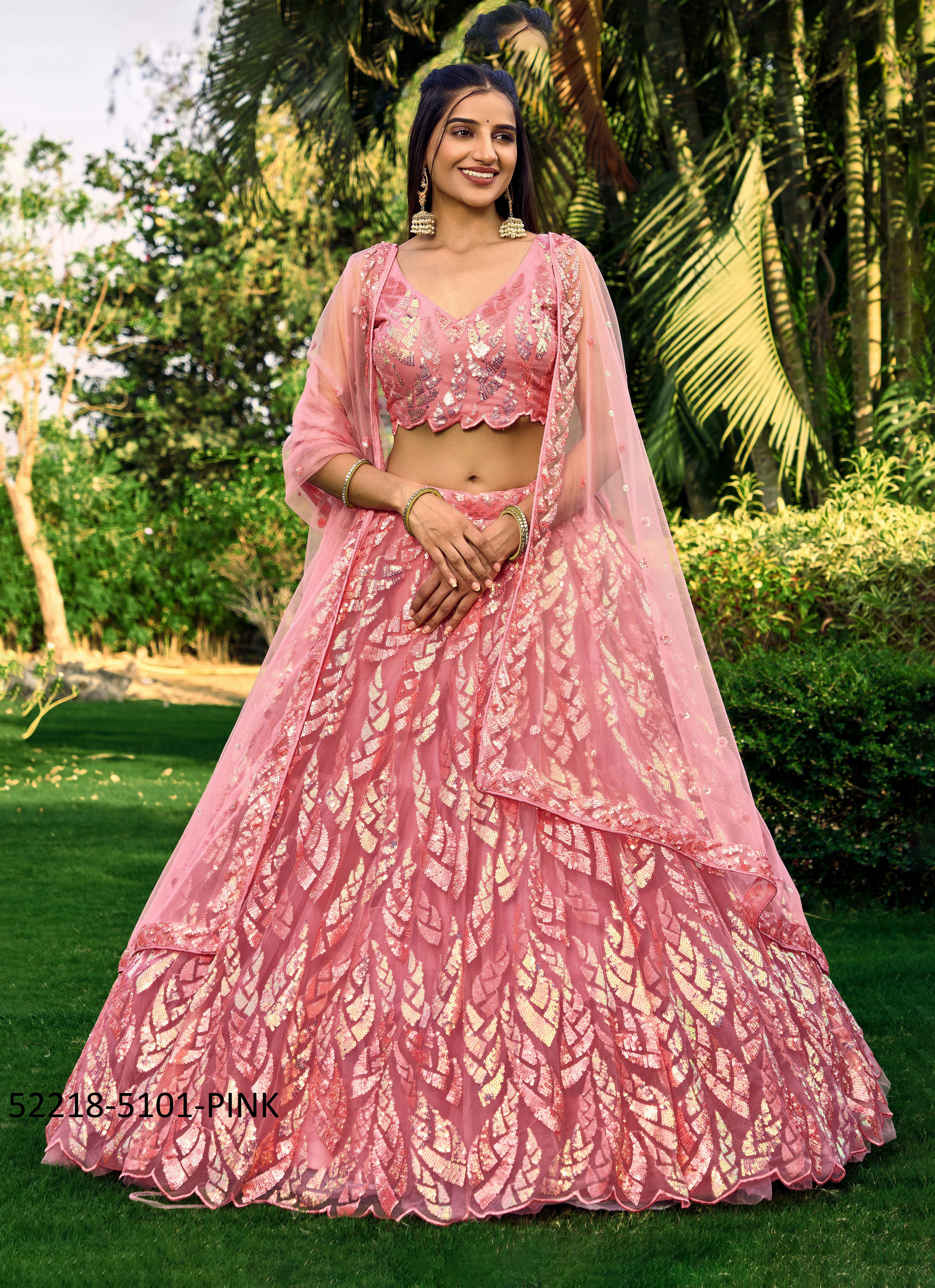 MEERA - CATALOG # 52218 (SET OF 4 LEHENGAS (SEMI-STITCHED))