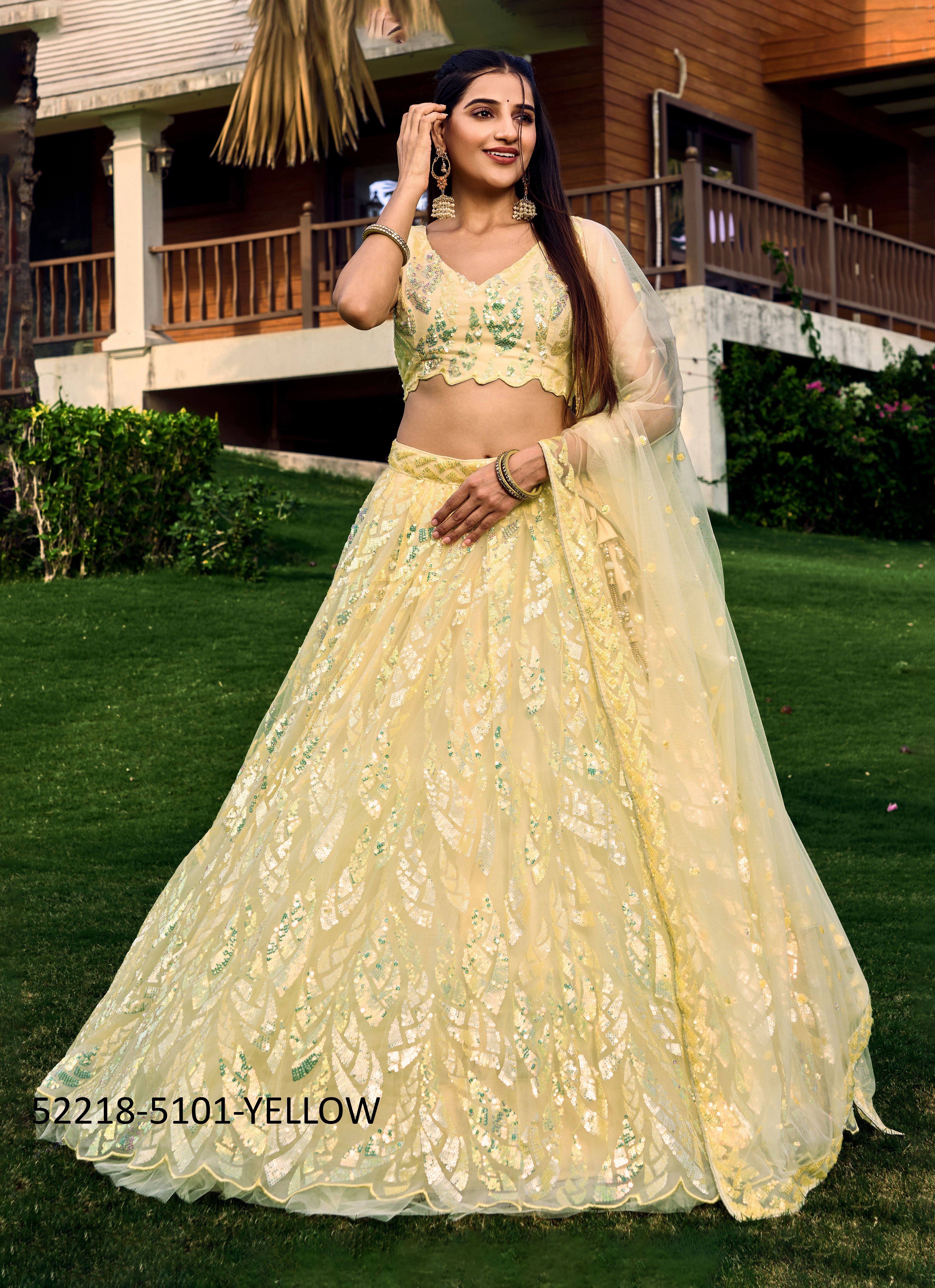 MEERA - CATALOG # 52218 (SET OF 4 LEHENGAS (SEMI-STITCHED))