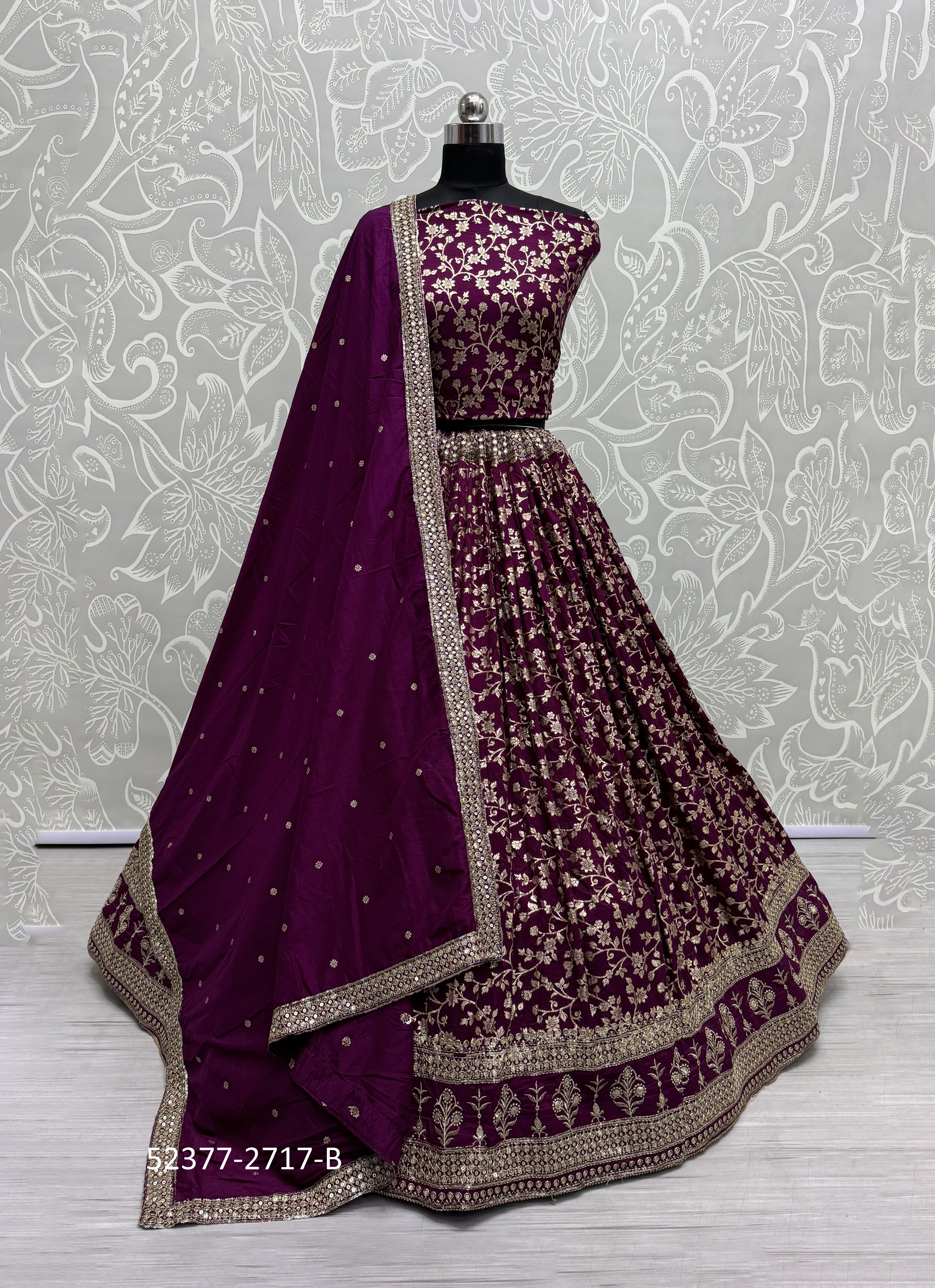 SERIES 2717 - CATALOG # 52377 (SET OF 3 LEHENGAS (SEMI-STITCHED)) SERIES 2717 - CATALOG # 52377 (SET OF 3 LEHENGAS (SEMI-STITCHED))