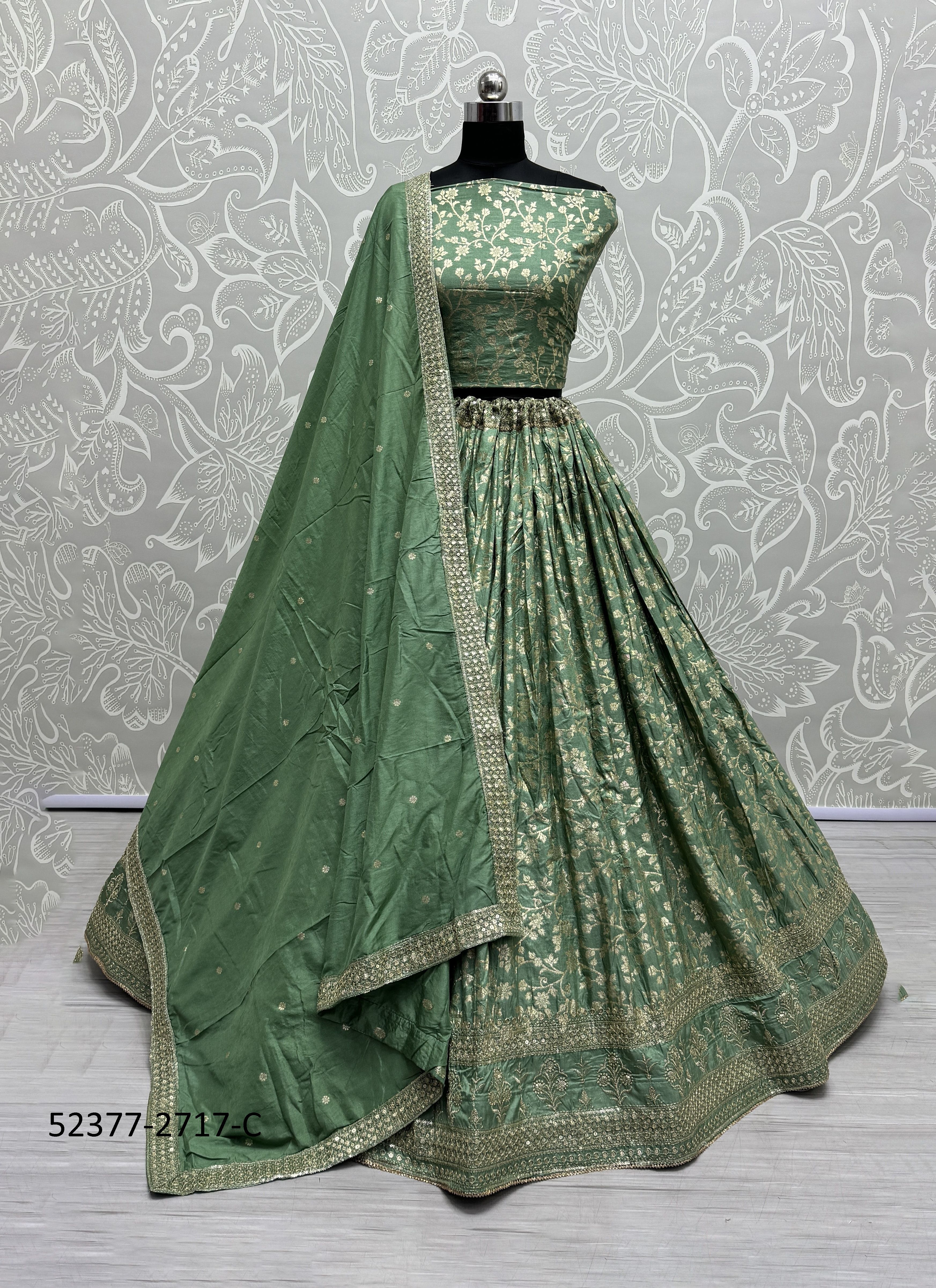 SERIES 2717 - CATALOG # 52377 (SET OF 3 LEHENGAS (SEMI-STITCHED)) SERIES 2717 - CATALOG # 52377 (SET OF 3 LEHENGAS (SEMI-STITCHED))