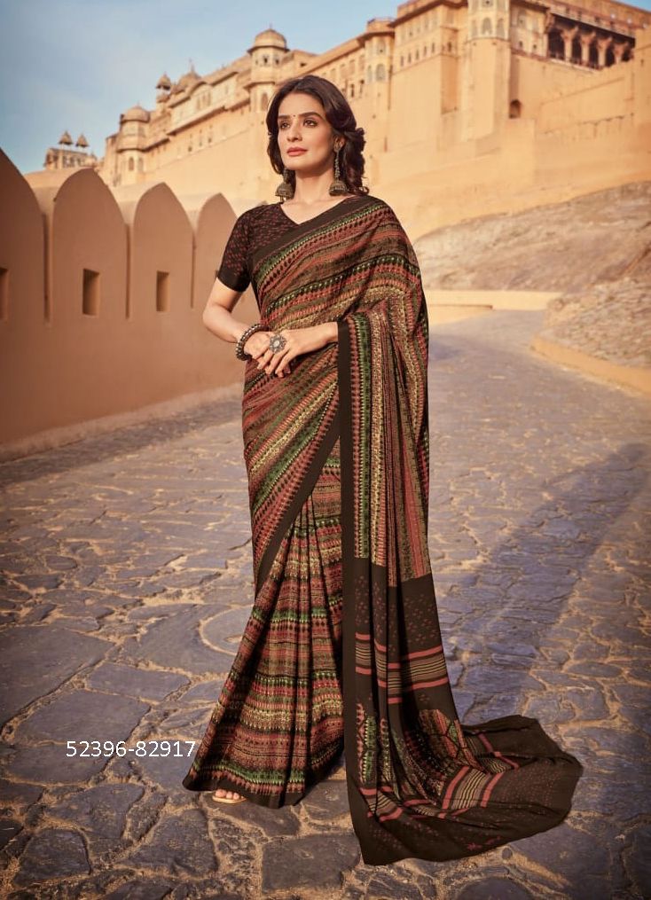 CREPY COLA 22 - CATALOG # 52396 (SET OF 11 SAREES) CREPY COLA 22 - CATALOG # 52396 (SET OF 11 SAREES)