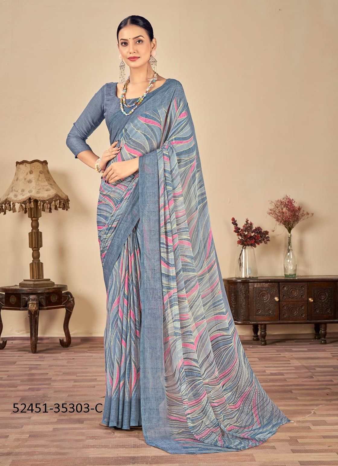 STAR CHIFFON 165 - CATALOG # 52451 (SET OF 12 SAREES)