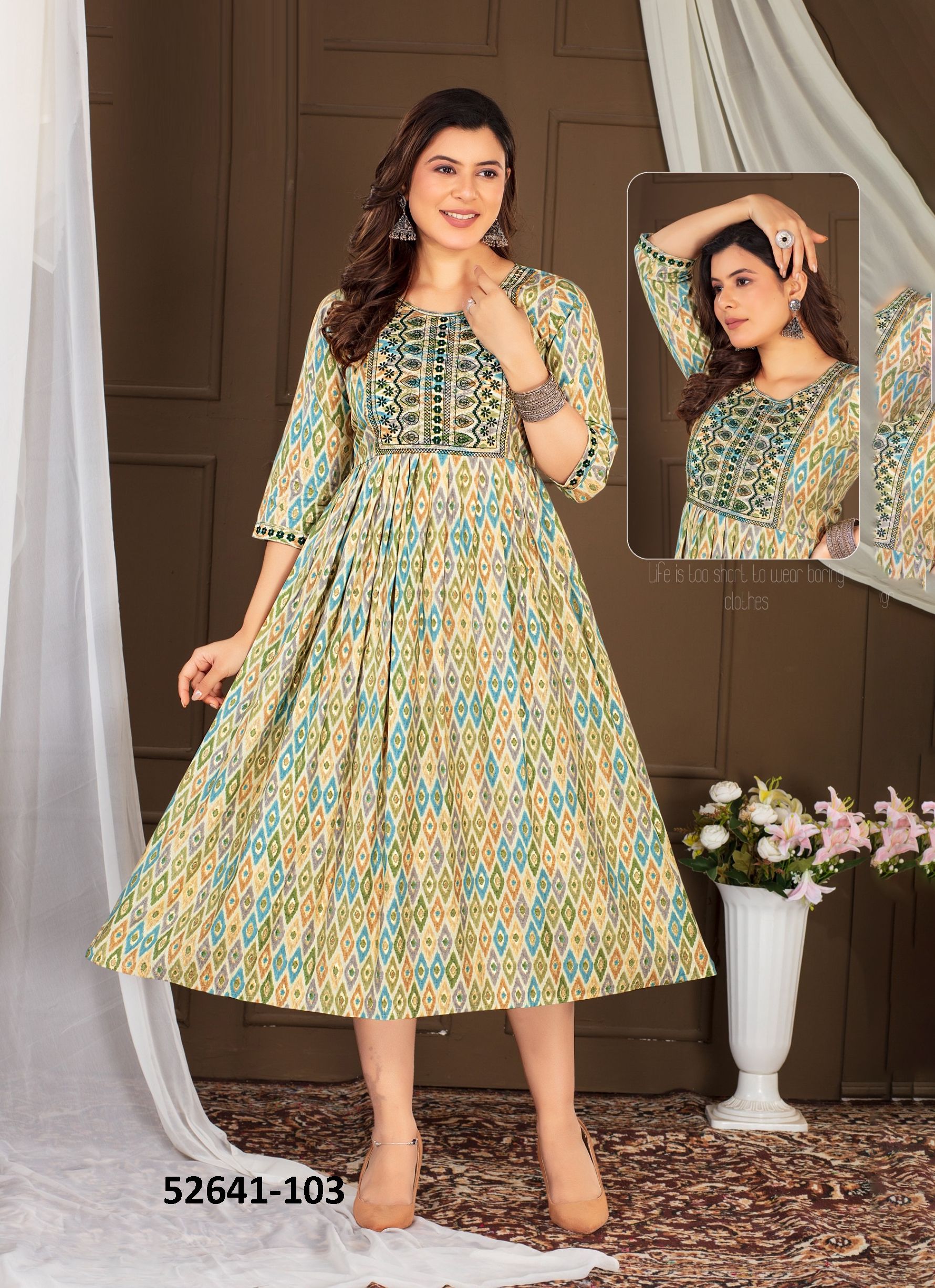 SARASWATI - CATALOG # 52641 (SET OF 6 READYMADE KURTIS) SARASWATI - CATALOG # 52641 (SET OF 6 READYMADE KURTIS)