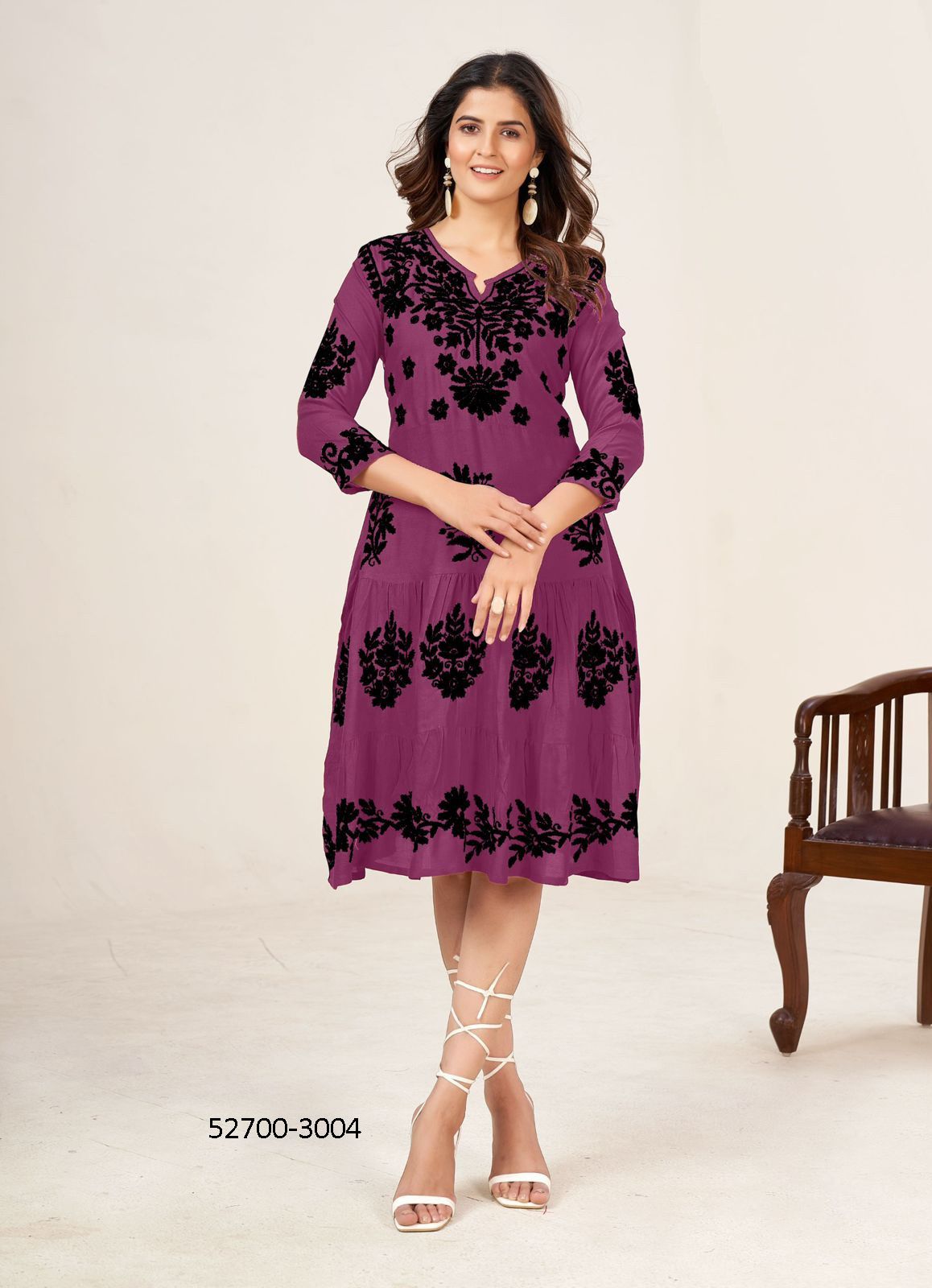 KIARA BLACK - CATALOG # 52700 (SET OF 4 READYMADE KURTIS)
