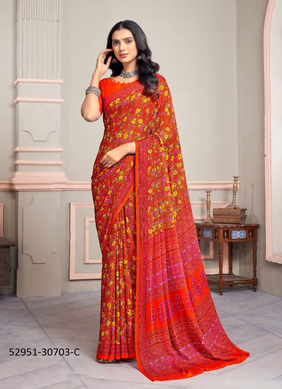 STAR CHIFFON 147 - CATALOG # 52951 (SET OF 12 SAREES)