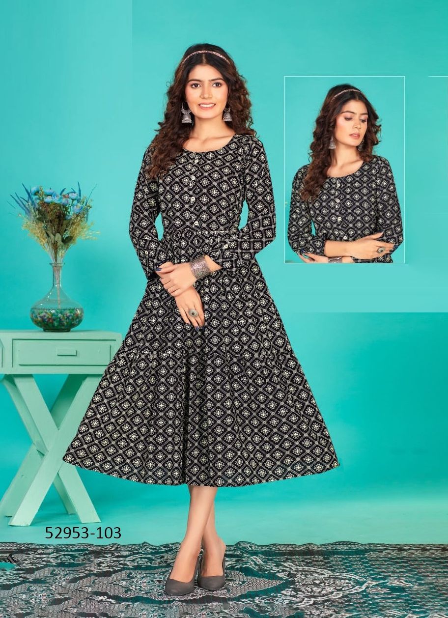 KAVERI - CATALOG # 52953 (SET OF 6 READYMADE KURTIS)