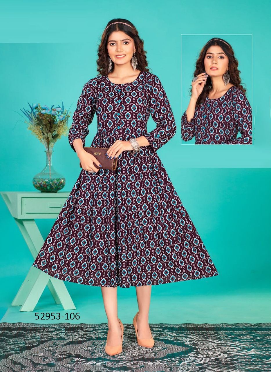 KAVERI - CATALOG # 52953 (SET OF 6 READYMADE KURTIS)