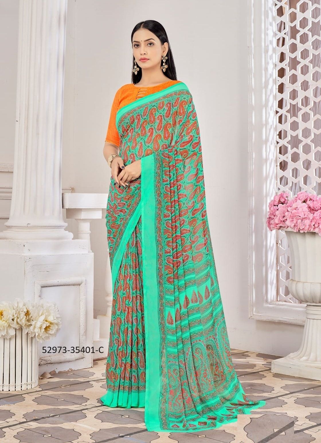 RAAGA GEORGETTE 10 - CATALOG # 52973 (SET OF 12 SAREES)