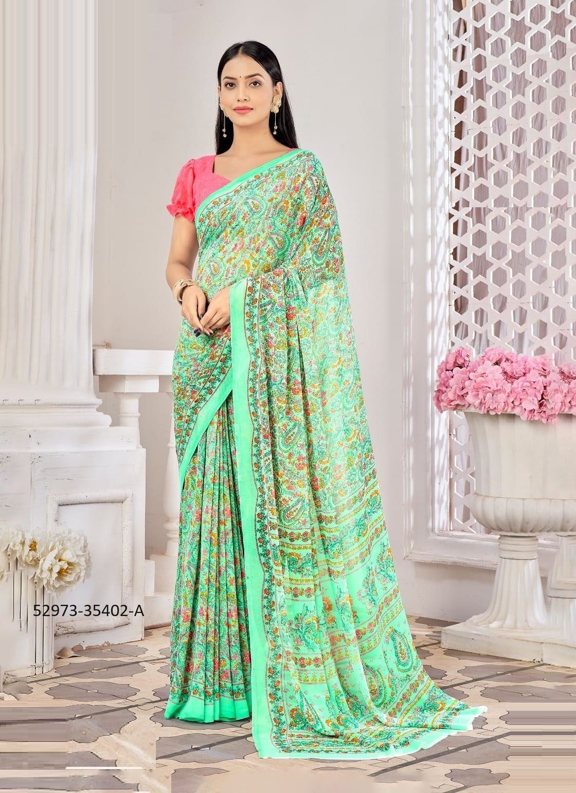 RAAGA GEORGETTE 10 - CATALOG # 52973 (SET OF 12 SAREES)