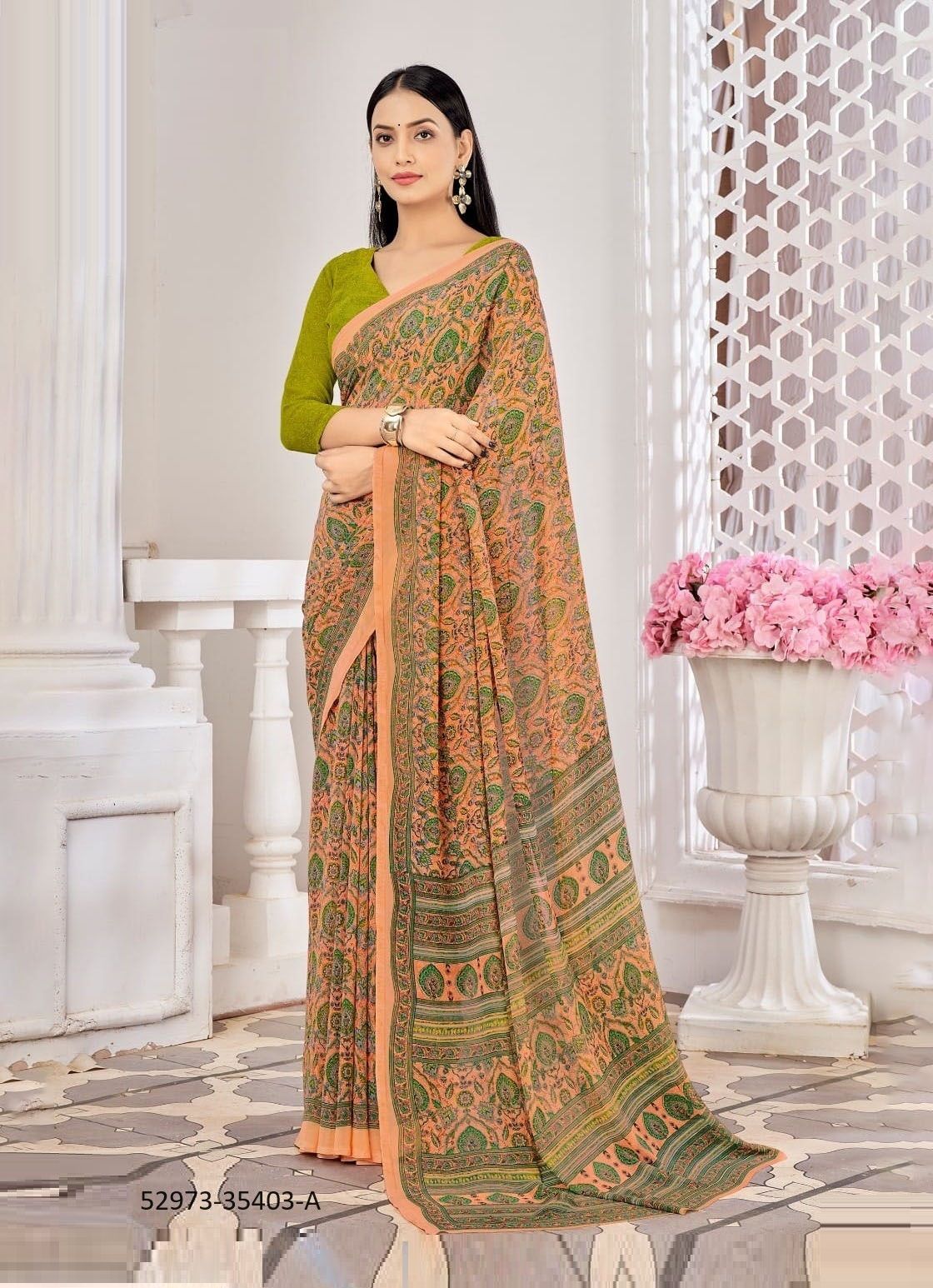 RAAGA GEORGETTE 10 - CATALOG # 52973 (SET OF 12 SAREES)