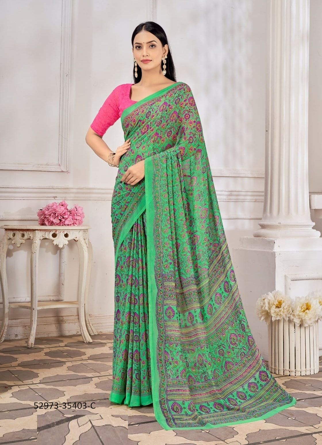 RAAGA GEORGETTE 10 - CATALOG # 52973 (SET OF 12 SAREES)