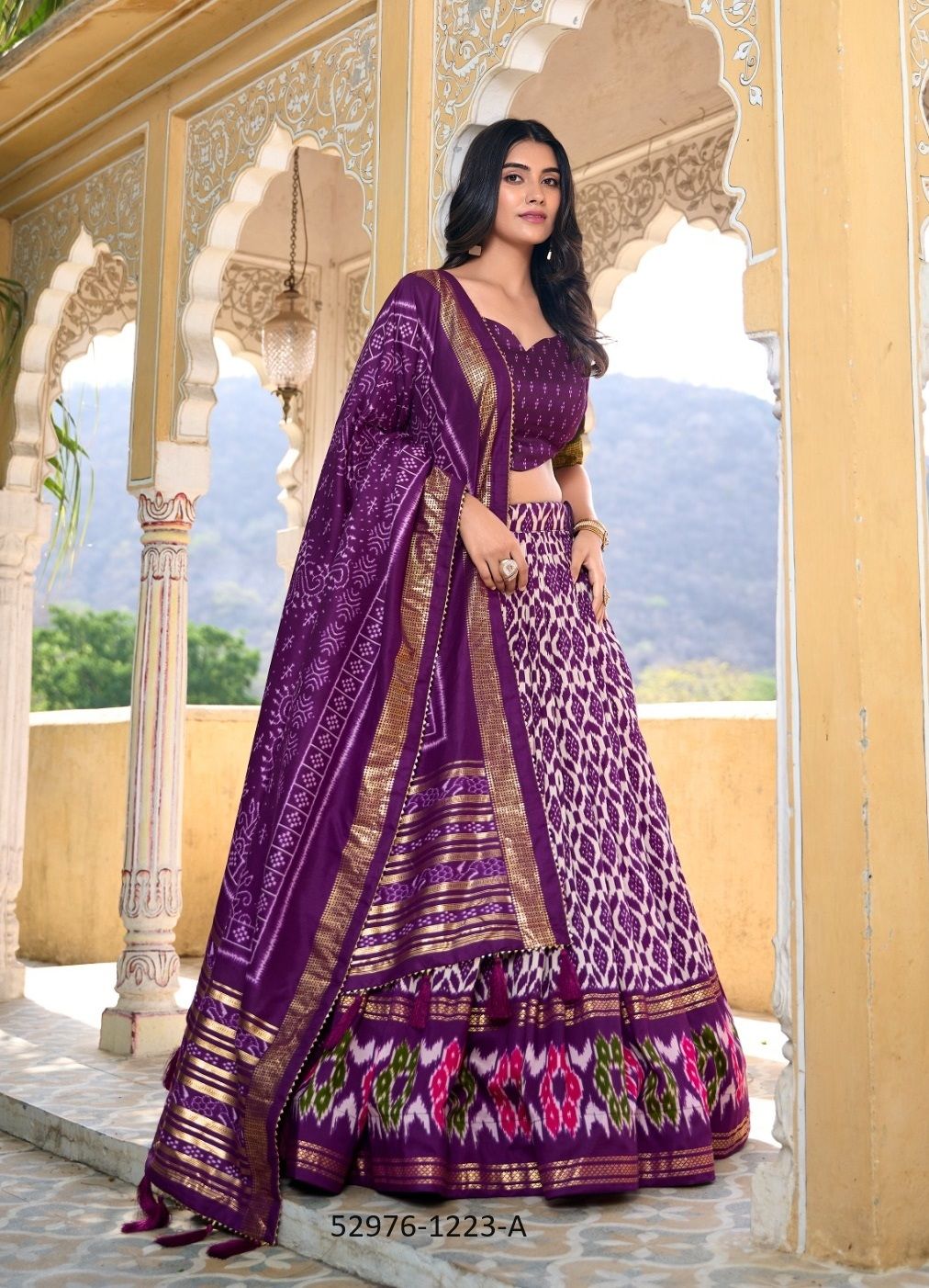 PRANAUTHI - CATALOG # 52976 (SET OF 4 LEHENGAS (SEMI-STITCHED)) PRANAUTHI - CATALOG # 52976 (SET OF 4 LEHENGAS (SEMI-STITCHED))