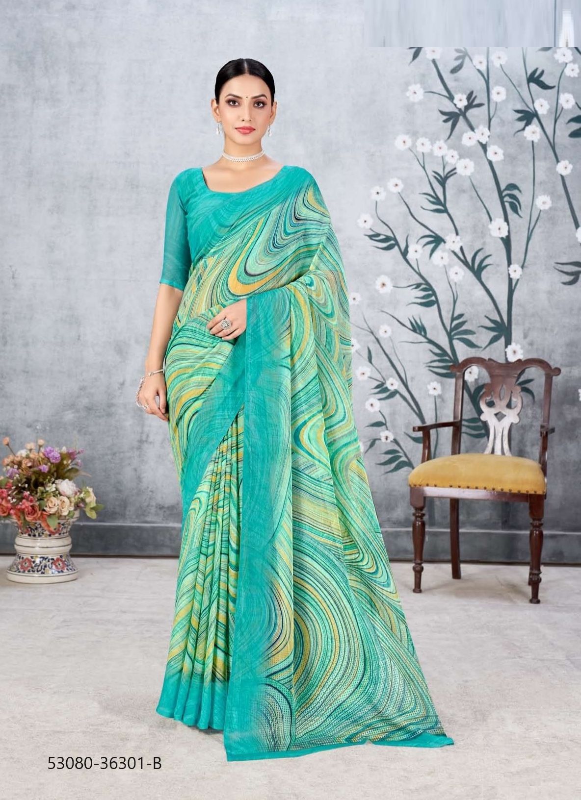STAR CHIFFON 171 - CATALOG # 53080 (SET OF 12 SAREES)