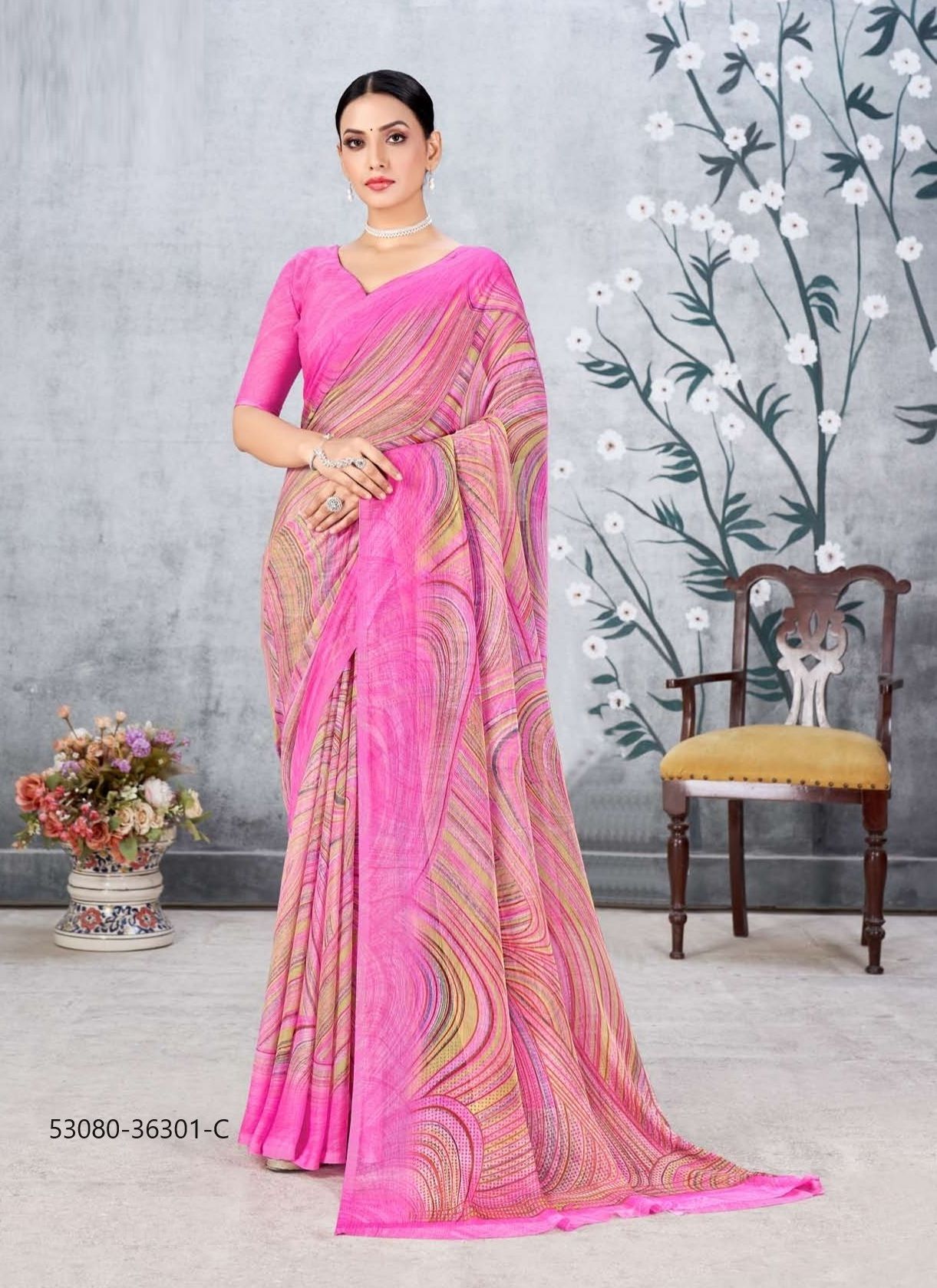STAR CHIFFON 171 - CATALOG # 53080 (SET OF 12 SAREES)