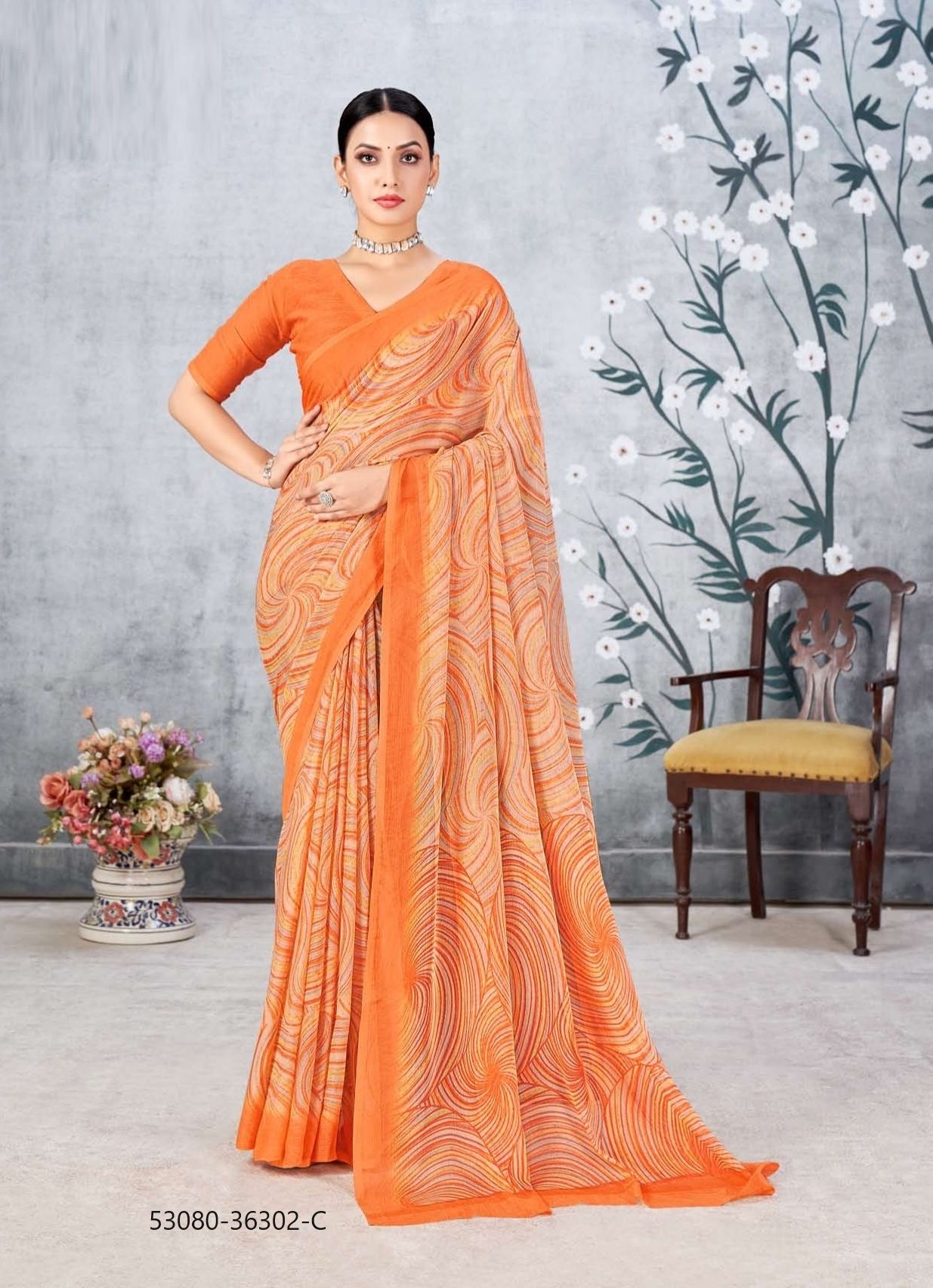 STAR CHIFFON 171 - CATALOG # 53080 (SET OF 12 SAREES)