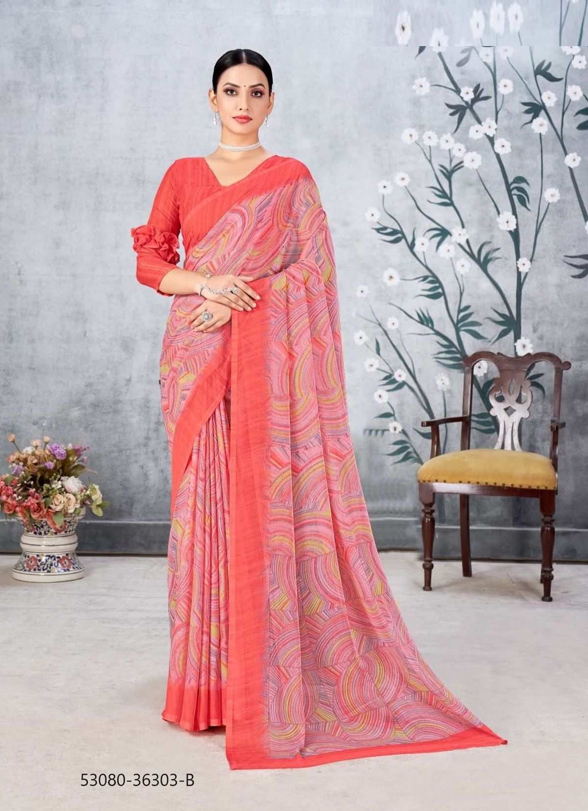 STAR CHIFFON 171 - CATALOG # 53080 (SET OF 12 SAREES)