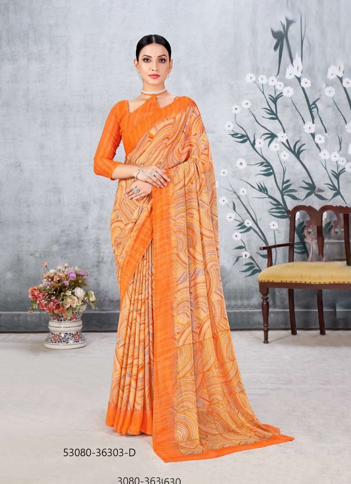 STAR CHIFFON 171 - CATALOG # 53080 (SET OF 12 SAREES)