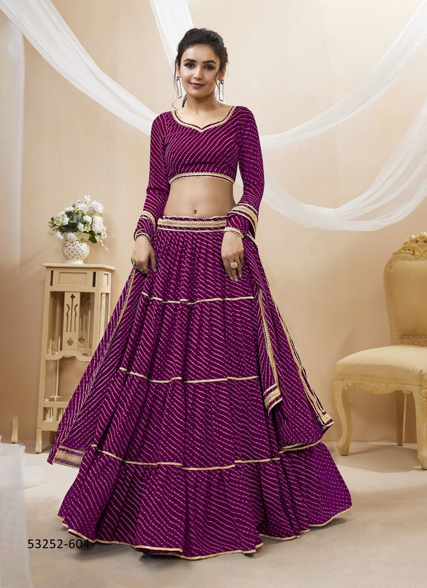 LAVISH 1 - CATALOG # 53252 (SET OF 5 LEHENGAS (SEMI-STITCHED))