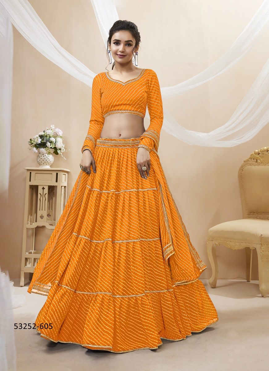 LAVISH 1 - CATALOG # 53252 (SET OF 5 LEHENGAS (SEMI-STITCHED))